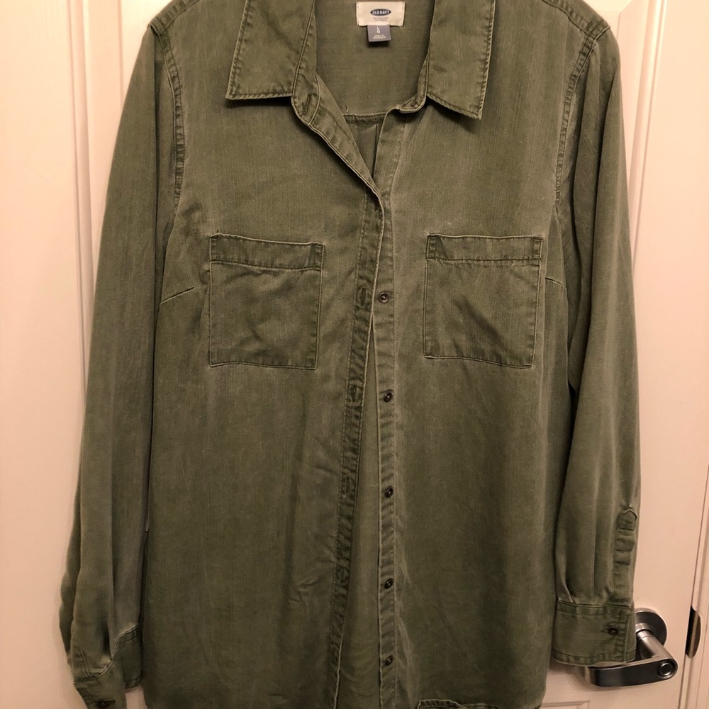 Old Navy Army Green Button Down